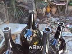 Lot Of Four Big Bottles Of Blown Glass Wine 18/19