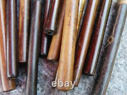 Lot of 20 vintage wooden and horn umbrella handles, ideal for coat rack or hat stand.