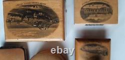 Lot of old small boxes of travel souvenir stamps