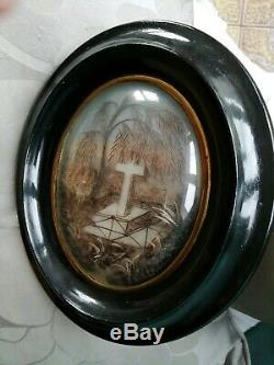 Lreliquaire Framework XIX With Tomb Cross Tree In Black Glass Frame Hair Bomb