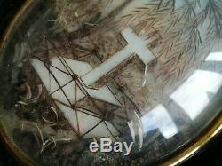 Lreliquaire Framework XIX With Tomb Cross Tree In Black Glass Frame Hair Bomb