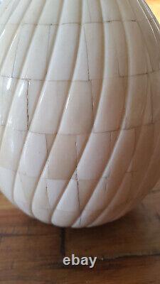 MARQUETRY: Exceptional Large Mosaic Egg in Extraordinary Bone