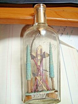 Magnificent 19th-century wooden carved bottle of Passion folk art religion