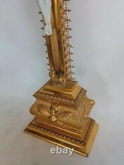 Magnificent Gold Crucifix With Gold Leaf At The End Of The 19th Century