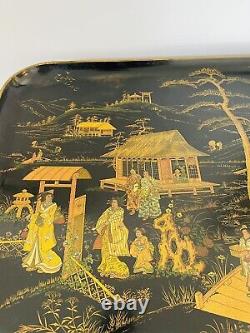 Magnificent Napoleonic III Tray with Chinese-style decoration, papier-mâché