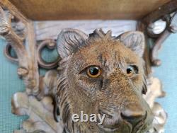 Magnificent Pair of Black Forest Carved Wood Console Shelves, 19th Century
