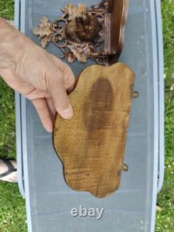 Magnificent Pair of Black Forest Carved Wood Console Shelves, 19th Century