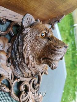 Magnificent Pair of Black Forest Carved Wood Console Shelves, 19th Century