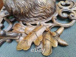 Magnificent Pair of Black Forest Carved Wood Console Shelves, 19th Century
