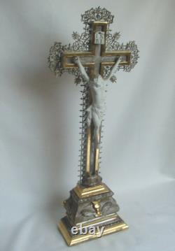 Magnificent crucifix with mixed gilding (gold and silver), Napoléon III period, 50 cm