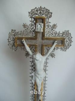 Magnificent crucifix with mixed gilding (gold and silver), Napoléon III period, 50 cm