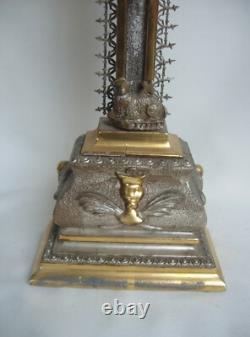 Magnificent crucifix with mixed gilding (gold and silver), Napoléon III period, 50 cm