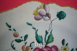 Marseille Faience Plate, Widow Perrin XVIIIth Century, Blossomed Pink.