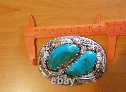 Massive Turquoise Silver Belt Buckle Turquose Silver Buckle 106g