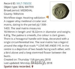 Medieval Gothic Seal Matrix High Age Love Bird