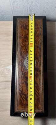 Napoleon III-Style Inlaid Wooden Glove Box with Lock and Key