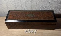 Napoleon III-Style Inlaid Wooden Glove Box with Lock and Key