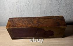 Napoleon III-Style Inlaid Wooden Glove Box with Lock and Key