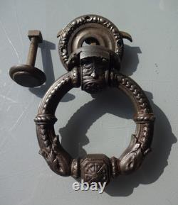 New York Rare Antique Superb Large Door Knocker Hammer Cast Iron Late 19th Century