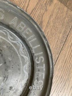 Nineteenth Century Pewter Plate and Beekeeper Apiculturist Beehive Wavrin Albert in Lille