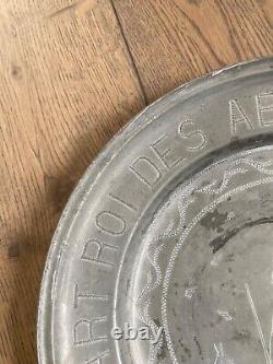 Nineteenth Century Pewter Plate and Beekeeper Apiculturist Beehive Wavrin Albert in Lille