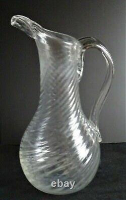 Norman Glass Pitcher Buffalo Decorated In Torsade Late 18th Pontil
