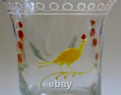 Norman tumbler glass, old blown and enameled tumbler glass, Normandy, D