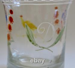 Norman tumbler glass, old blown and enameled tumbler glass, Normandy, D