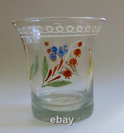 Norman tumbler glass, old blown and enameled tumbler glass, Normandy, D