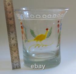 Norman tumbler glass, old blown and enameled tumbler glass, Normandy, D Norman tumbler glass, old blown and enameled tumbler glass, Normandy, D