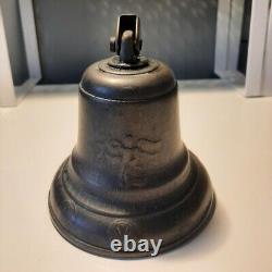 OLD BRONZE CONVENT BELL WITH SUPPORT beautiful engravings rare