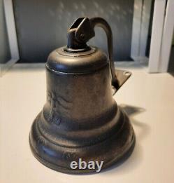 OLD BRONZE CONVENT BELL WITH SUPPORT beautiful engravings rare
