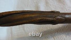 OLD CARVED WOODEN CANE ADVERTISING SNAKES CHAMPAGNE S N POPULAR ART