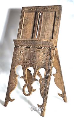OLD CARVED WOODEN LECTERN WITH BIBLE MISSAL AND PHOTO HOLDERS FROM QUEYRAS XIXth CENTURY