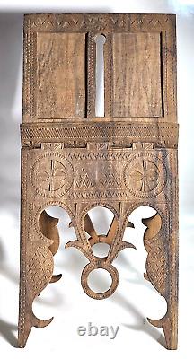 OLD CARVED WOODEN LECTERN WITH BIBLE MISSAL AND PHOTO HOLDERS FROM QUEYRAS XIXth CENTURY