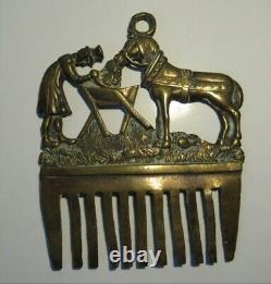 OLD RARE BRONZE HORSE HAIR COMB POPULAR ART