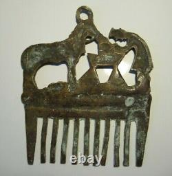 OLD RARE BRONZE HORSE HAIR COMB POPULAR ART