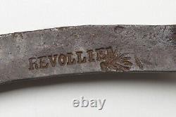 OLD & RARE REVOLLIER SICKLE HAND FORGED IRON 19th/1900 FLYING TO HARVEST