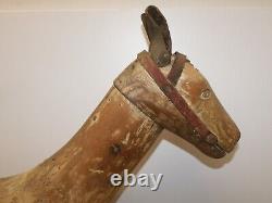 OLD WOODEN HORSE TOY FROM ATTIC, TO BE RESTORED FOR COLLECTION.