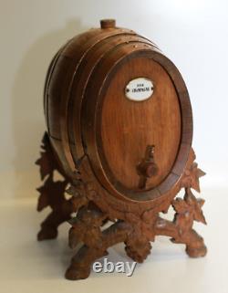 Oak barrel with stand for fine Champagne.