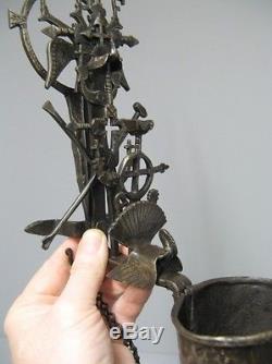 Oil Lamp 19th-20th. Wrought Iron. Folk Art. Lamp Of Mine
