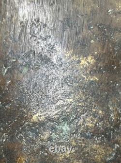 Old 19th Century Cast Bronze Cow Bell Engraved with Folkloric Bird Decoration