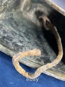 Old 19th Century Cast Bronze Cow Bell Engraved with Folkloric Bird Decoration