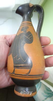 Old Ancient Greek Terracotta Oenochoe Wine Pitcher Art