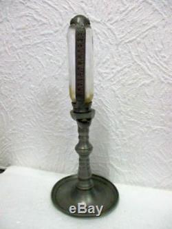 Old And Rare Pewter Oil Clock Lamp