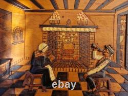 Old Basque wooden carved tray, signed N. CIRILO, 42 x 27 cm