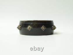 Old Berber Kabyle bracelet in horn, silver, and carved coral, set, 19th-20th century
