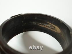 Old Berber Kabyle bracelet in horn, silver, and carved coral, set, 19th-20th century