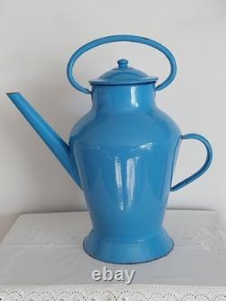Old Blue Enamelled Metal Watering Can, Approximately 42 CM High, No Coffee Pot, No Jug