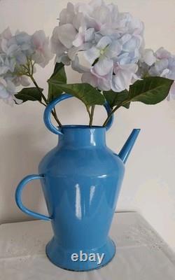 Old Blue Enamelled Metal Watering Can, Approximately 42 CM High, No Coffee Pot, No Jug